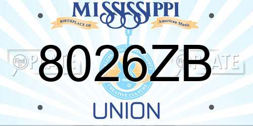 8026ZB Mississippi License Plate