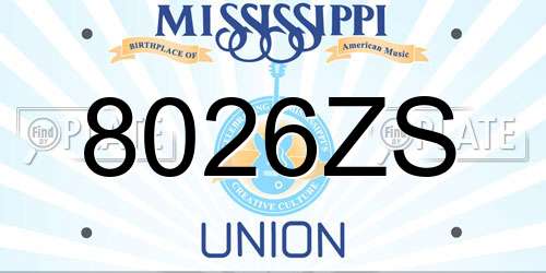8026ZS Mississippi License Plate
