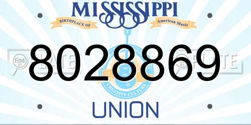 8028869 Mississippi License Plate