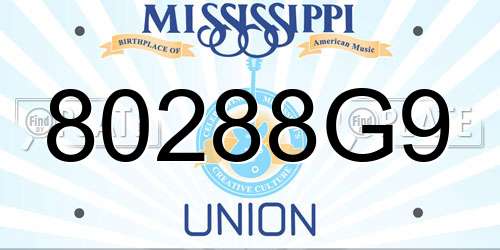 80288G9 Mississippi License Plate