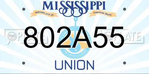 802A55 Mississippi License Plate