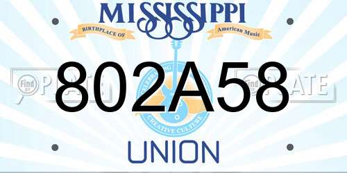 802A58 Mississippi License Plate