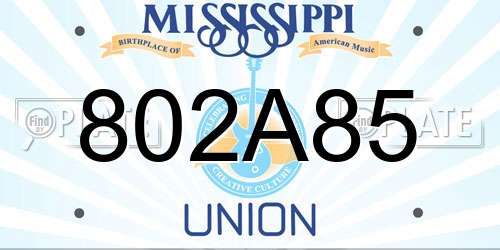 802A85 Mississippi License Plate