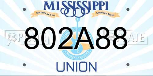 802A88 Mississippi License Plate