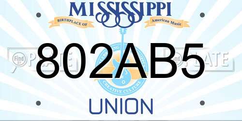 802AB5 Mississippi License Plate