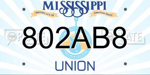 802AB8 Mississippi License Plate