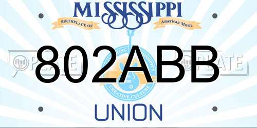 802ABB Mississippi License Plate