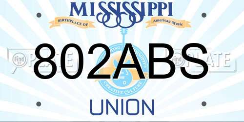 802ABS Mississippi License Plate