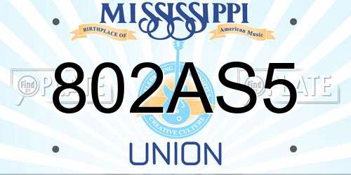 802AS5 Mississippi License Plate