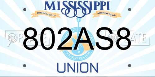 802AS8 Mississippi License Plate