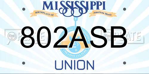 802ASB Mississippi License Plate