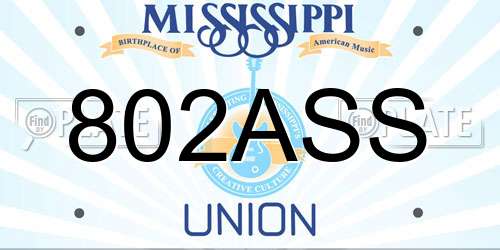 802ASS Mississippi License Plate