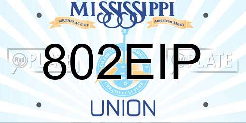 802EIP Mississippi License Plate