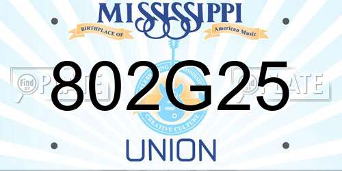 802G25 Mississippi License Plate
