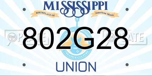 802G28 Mississippi License Plate