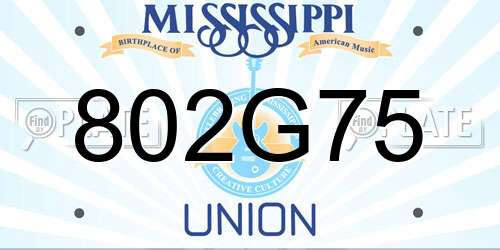 802G75 Mississippi License Plate
