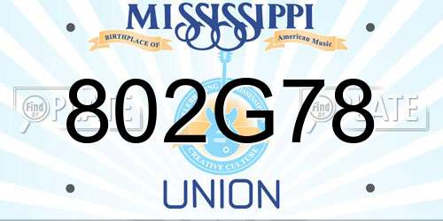 802G78 Mississippi License Plate