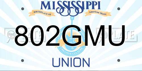 802GMU Mississippi License Plate