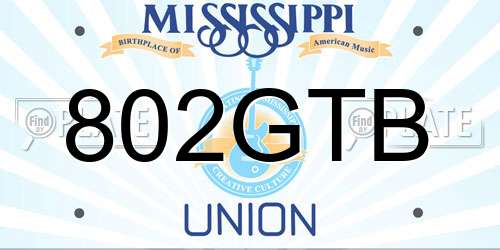 802GTB Mississippi License Plate