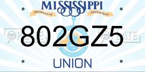 802GZ5 Mississippi License Plate