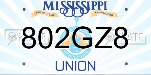 802GZ8 Mississippi License Plate
