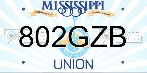 802GZB Mississippi License Plate