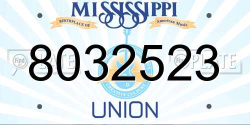 8032523 Mississippi License Plate