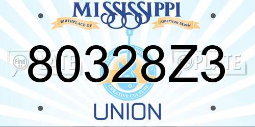 80328Z3 Mississippi License Plate