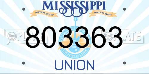 803363 Mississippi License Plate