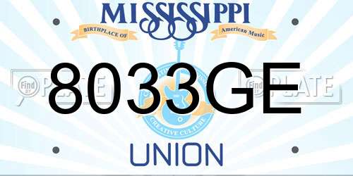 8033GE Mississippi License Plate