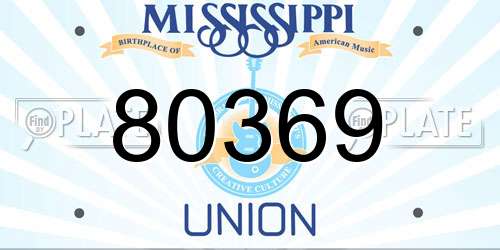80369 Mississippi License Plate