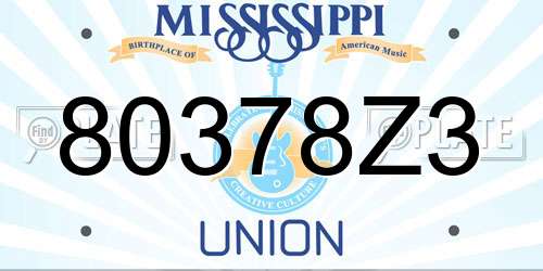 80378Z3 Mississippi License Plate