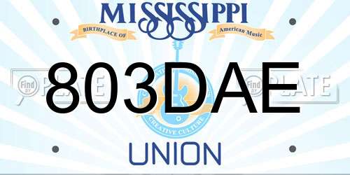 803DAE Mississippi License Plate