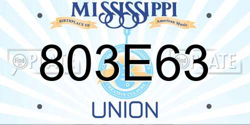803E63 Mississippi License Plate