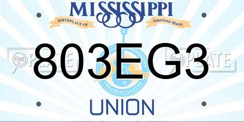 803EG3 Mississippi License Plate