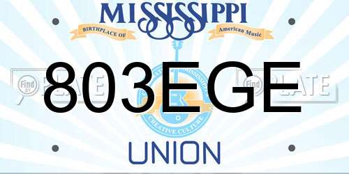 803EGE Mississippi License Plate