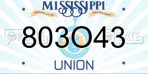 803O43 Mississippi License Plate