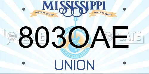803OAE Mississippi License Plate