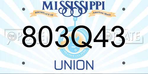 803Q43 Mississippi License Plate