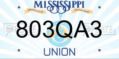 803QA3 Mississippi License Plate