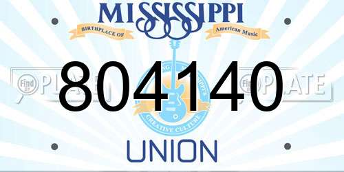 804140 Mississippi License Plate