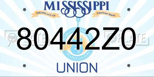 80442Z0 Mississippi License Plate