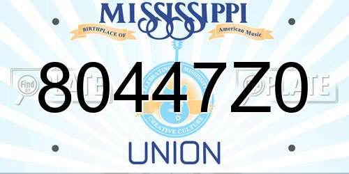 80447Z0 Mississippi License Plate