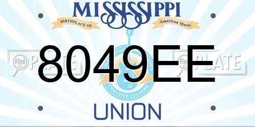 8049EE Mississippi License Plate