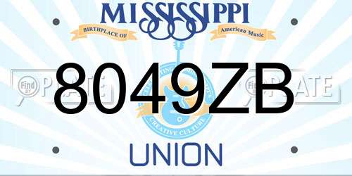8049ZB Mississippi License Plate