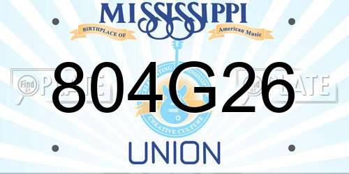 804G26 Mississippi License Plate