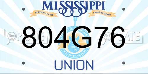 804G76 Mississippi License Plate
