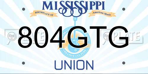 804GTG Mississippi License Plate