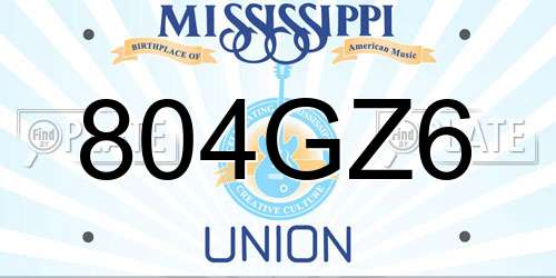 804GZ6 Mississippi License Plate