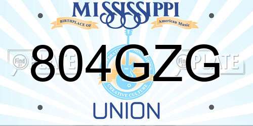 804GZG Mississippi License Plate
